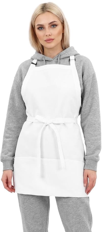 Dailygoods- Kookschort Wit - Kookkostuum Volwassenen - Schort Dames - 100% Polyester - Drie Zakken - Ademend en Comfortabel - Keukenschort