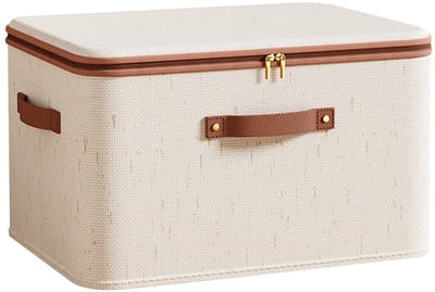 Opvouwbare opbergdoos - met deksel en handvat - kledingorganizer - geschikt voor het opbergen van kleding, dekens, speelgoed, enz. - 25L platte kledingkastopbergdoos