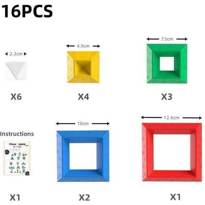 16 STUKS Piramide Bouwstenen Puzzelspeelgoed Intellectuele Ontwikkeling Hersenkrakers Stapelspel Magische Toren green