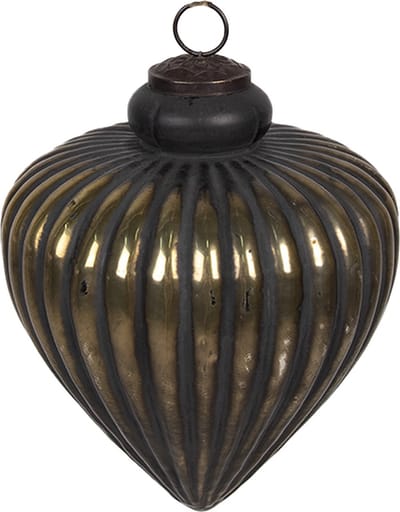 Clayre & Eef Kerstbal Overig Ø 20x20 cm Zwart Glas Kerstballen