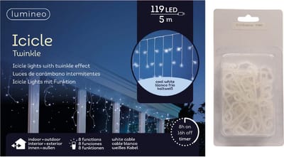 IJspegel verlichting koel wit buiten 119 lampjes met dakgoot haakjes - Lichtsnoeren - Kerstverlichting
