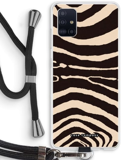 Case Company® - Hoesje met koord geschikt voor Samsung Galaxy A51 4G hoesje met Koord - Arizona Zebra - Telefoonhoesje met Zwart Koord - Bescherming aan alle Kanten en Over de Schermrand