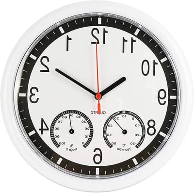 Tuin Wandklok - Buitenklok Weerbestendig - Tijd en Weer - Met Hygrometer Thermometer - 10 inch - Zwart