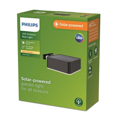 Philips LED Vynce 8720169265660 Wandlamp op zonne-energie LED LED vast ingebouwd 1.5 W Zwart