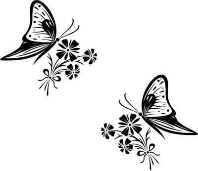 Raam - muur sticker decoratieve vlinder met bloem - wall art