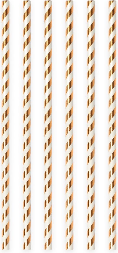 20 Papieren rietjes Rosé Goud - 6mm x 197mm