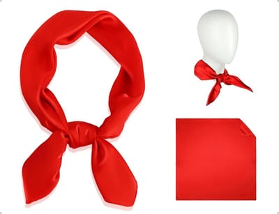 EGoods - Dames zijden sjaal, vintage bandana voor vrouwen en meisjes - licht en elegant - carnaval accessoires - rood - 70 x 70 cm
