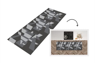 Keukenloper - Loper keuken - 3D - Patronen - Zwart Wit - 150x50 cm - Keukenloper vinyl