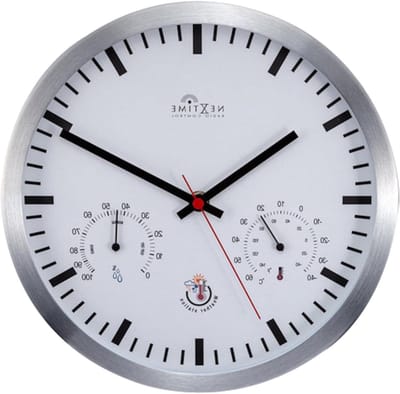 Weerstation Klok - Wandklok - Tijd Bijhouden - Automatische Tijdinstelling - 25cm Diameter - Wit
