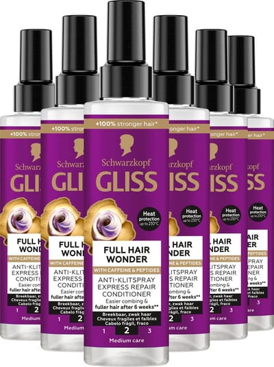 Gliss Full Hair Wonder - Haarverzorging - Express Repair Conditioner - Hittebescherming - Voller Haar - Doorkambaarheid - Zwak en Breekbaar Haar - Voordeelverpakking - 6x 200 ml