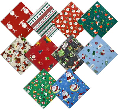 Allecto - Kerststof - 10 Stuks Katoen - Voor Creatieve Projecten - 50 x 80 cm en 40 x 50 cm - DIY Kleding en Decoratie - Diverse Patronen