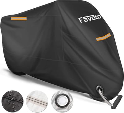 Waterdichte Motorhoes Beschermt Tegen Water Stof Regen & Wind Geschikt Voor Motoren Scooters & Fietsen Zwart 245x105x125cm