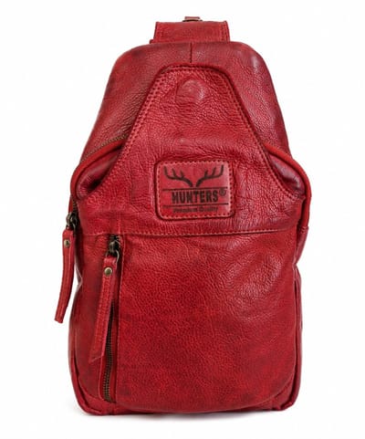 Hunters leren Crossbody tas Sling bag rood - (bxhxd) ca. 20cm x 35cm x 4cm