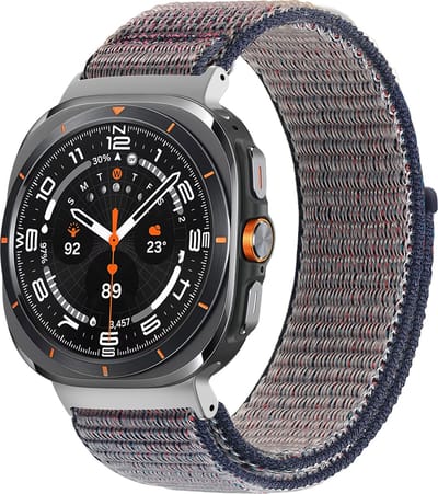 Bandz Nylon loop band - geschikt voor Samsung Galaxy Watch Ultra 2 (2026) / Ultra (2024/2025) - bandje van hoogwaardig nylon materiaal met klittenbandsluiting (middernacht blauw)