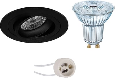 LED Spot Set - LEDVANCE Parathom PAR16 940 36D - Proma Alpin Pro - GU10 Fitting - Dimbaar - Inbouw Rond - Mat Zwart - 3.4W - Natuurlijk Wit 4000K - Kantelbaar Ø92mm