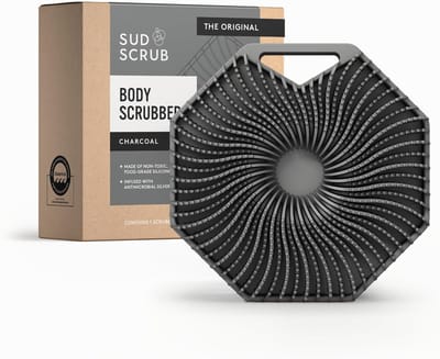 Siliconen Bodyscrubber - Exfoliërende Doucheborstel - Hygiënisch Reinigen - Antimicrobiële Bescherming - 11 x 11 x 4 cm - Zwart