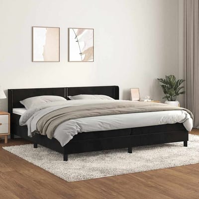 vidaXL - Boxspring - met - matras - fluweel - zwart - 200x200 - cm