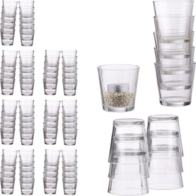 96x waxinelichthouders - doorzichtig - glas - theelichtjeshouder - set