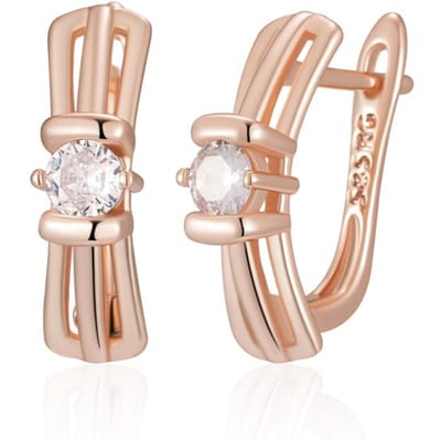 Boucles d'oreilles Anglaises Zircon Naturel Blanc Brillant Pour Femmes Luxe Couleur Or Rose Accessoires de Mariage Bijoux Fins beige