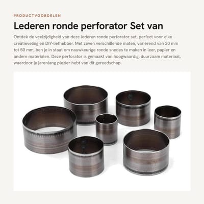 Dailygoods- Perforator Set 7 Stuks - Ronde Snijmal - Diverse Maten 20/25/30/35/40/45/50 mm - Hoogwaardig Materiaal - Draagbaar en Duurzaam
