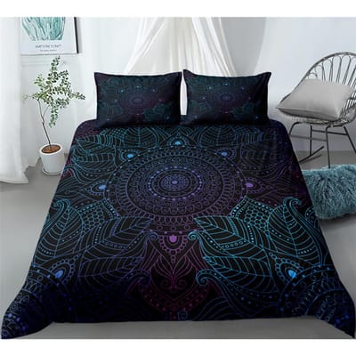 Zwarte Mandala Boho Dekbedovertrek Set King Queen Double Full Twin Eenpersoons Maat Bedlinnen Set EU SK(260*220cm)3pcs