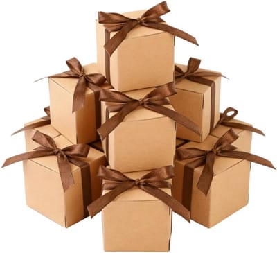 Mini Cadeauboxen van Kraftpapier - 50 Stuks, 5 x 5 x 5 cm, Perfect voor Feestjes, Bruiloften en Verjaardagen, Ideaal voor Snoep, Sieraden en Chocolade