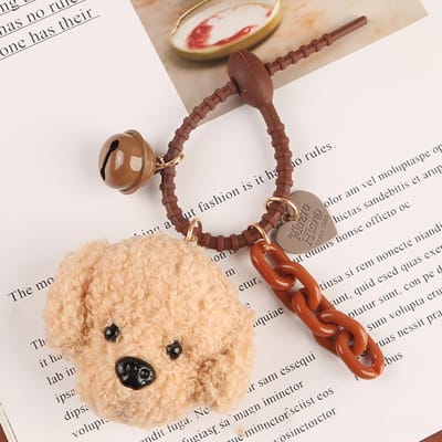 Nieuwe Schattige Pluche Poedel Hond Hanger Sleutelhangers Voor Vrouwen Mannen Meisjes Auto Sleutelring Sleutelhanger Tas Bedeltje Doe-het-zelf Accessoires Koppel Cadeau A33 beige