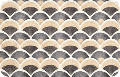 Badmat 80x50 cm - Antislip - Waaier - Patroon - Zwart - Beige - Badmatten voor badkamer - Badkamermat - Douchemat - Badkamer mat
