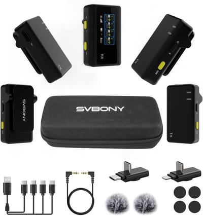 Draadloze Lavalier Microfoon - Dasspeld Microfoon Set - Video Opnames - 4 Zenders 200m Bereik - 102 Gram