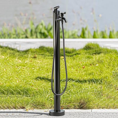 Waterkolom Buiten - Kraan Zuil - Tuin Bewatering - Dubbele Kraan - 95 cm - Zilver