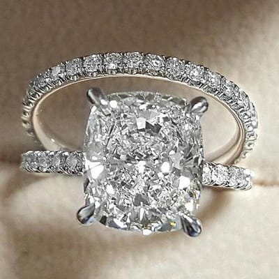 Huitan Luxe 2-delige set ringen voor dames volledig geplaveid met glanzende CZ temperamentvolle vrouwelijke trouwsets ringen kleur mode sieraden 10 gray