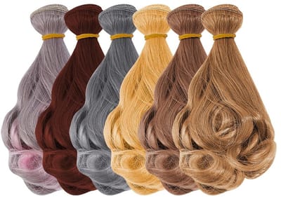 Dailygoods- Poppenhaarpruik 15 cm - 6 Stuks - Krullend Haar - Hoge Temperatuur Vezel - Kunsthaar - DIY BJD Accessoires - Poppenpruik
