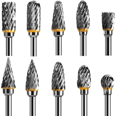 GELLDG Vingerfrezen - Verfbare vingerfrezen - Dubbelsnijdige hardmetalen vingerfrezen - Vingerfreesset - Vingerfrezen met 1/8 inch schacht - Geschikt voor doe-het-zelf houtbewerking, polijsten, snijden en boren - 3 x 6 mm - 10 stuks