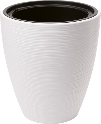 Form Plastic Plantenpot/bloempot Gobi - kunststof - wit - D30 x H32 cm - met binnenpot - rond