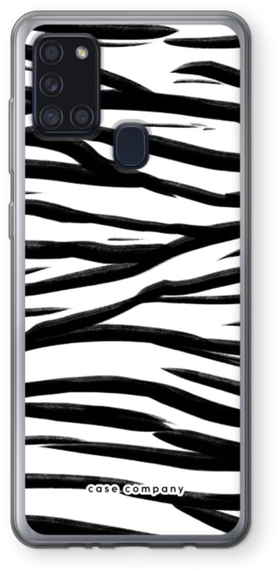 Case Company® - Hoesje geschikt voor Samsung Galaxy A21s hoesje - Zebra pattern - Soft Cover Telefoonhoesje - Bescherming aan alle Kanten en Schermrand