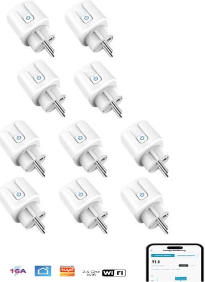 10x Slimme Stekker met Timer & Energiebesparing - Alexa & Google Home Compatibel - 16 A - 3840W