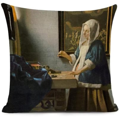 Meisje met Pareloorbellen Decoratief Kussenhoes Olieverf Kunst Decoratieve Linnen Kussensloop voor Huisdecoratie 45x45cm