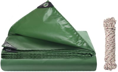 Dailygoods- Afdekzeil Waterdicht - 2 x 2 m - 420 g/m² - Anti-UV - Inclusief 10 meter touw - Geschikt voor zwembad/trampoline/tuinmeubelen - Zeil