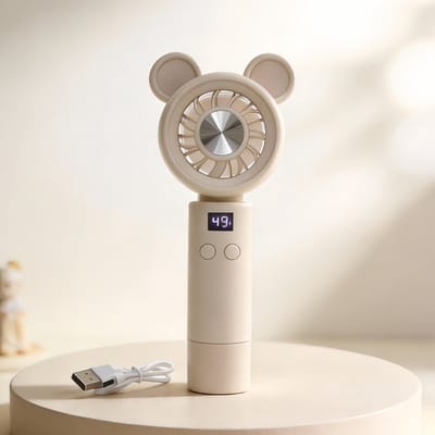 Hand Ventilator - Mini Fan - USB Oplaadbare - Elektrisch Draagbare Handventilator - met led-display - voor reizen, kantoor, thuis, outdoor - geschenken - Beige