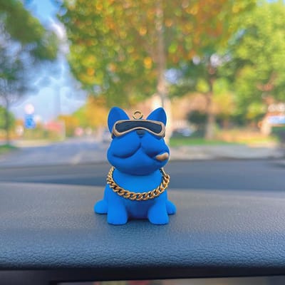 Slijtvaste Bulldog Auto-ornamenten Voelen Comfortabel aan Hars Auto Dashboard Decoratie Auto Accessoires Interieur Decor blauw
