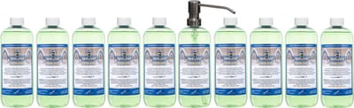 Handzeep Hamam 1 liter - set van 10 stuks - met gratis RVS zilverkleurige pomp - Voordeelverpakking