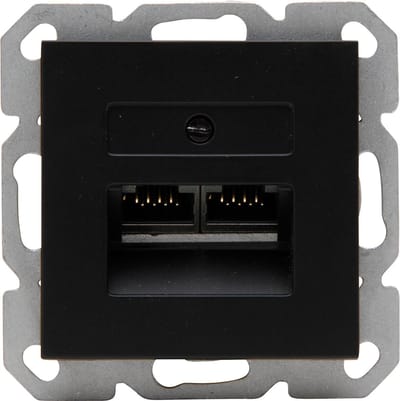 KOPP - UTP RJ45 Stopcontact - Athenis HK07 - Wandcontactdoos - Inbouw - 2-voudig UTP CAT6 - Mat Zwart