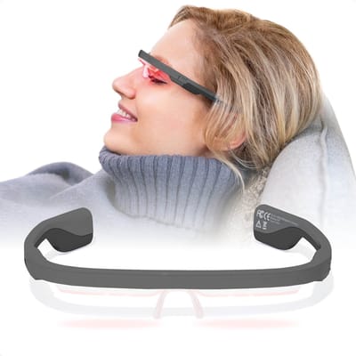 AYO+ lichttherapiebril - Carbon Black Limited Edition - 470 nm blauw-turquoise licht voor overdag - 670 nm rood licht voor avondroutine - Vergelijkbaar met de krachtigste daglichtlampen - Inclusief bioritme-app