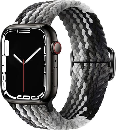 Nylon bandje - geschikt voor Apple Watch 1/2/3/4/5/6/7/8/9/10/11/ SE (1,2,3) met maat 38 mm / 40 mm / 41 mm en 42 mm (Watch 10/11) - grijstinten