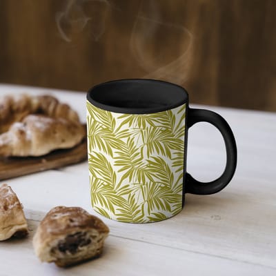 Magische Mok - Foto op Warmte Mokken - Koffiemok - Palmblad - Patroon - Groen - Magic Mok - Beker - 350 ML - Theemok