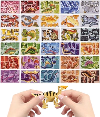 Bouwpuzzel Dieren - Papier Puzzel - Creatief Spel - 30 Verschillende Modellen - 85 gram - Dinosaurus