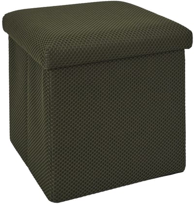 Home Deco Factory Poef/hocker Atome - opvouwbaar - stof - opbergbox - donkergroen - polyester/mdf - 38 x 38 cm