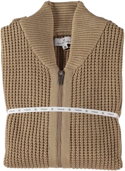 Fellows United Cardigan Premium Henly Collar Mid Brown (52.1152 - 145)