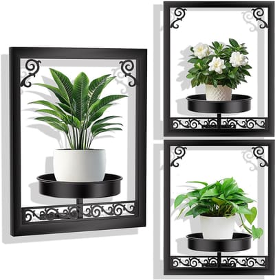 Dailygoods- Plantenrek Fotolijstontwerp - Wandrek - Plantenhouder - Decoratieve Plantenhouder - Ruimtebesparend - 40 x 32 x 16 cm