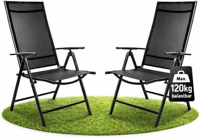Tuinstoelen Set - Klapstoelen Hoge Rug - Buiten Ontspannen - 7-voudig Verstelbaar - Set van 2 - Zwart